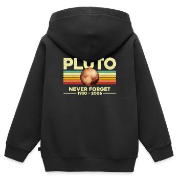 Pluton n’oublie jamais - Sweat Premium à capuche zippé enfant bio - noir - Dos - AI Model Kid Male (0cm)