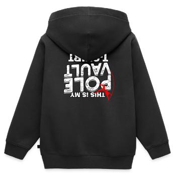 Pole Viertel und Feldstabhochsprung - Kinder Premium Organic Zip Hoodie - Schwarz - Hinten - AI Model Kid Male (0cm)