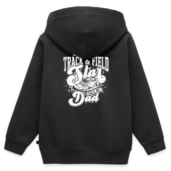 Athlétisme -Père -Père du coureur Athelitc - Sweat Premium à capuche zippé enfant bio - noir - Dos - AI Model Kid Male (0cm)