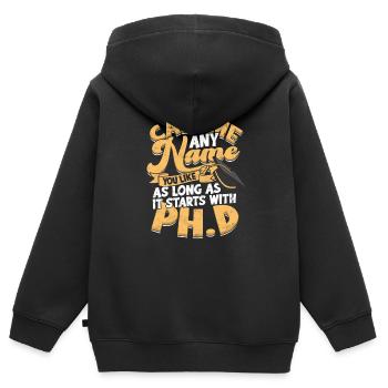 Es beginnt mit Philosophie Doktorand Ph.D. - Kinder Premium Organic Zip Hoodie - Schwarz - Hinten - AI Model Kid Male (0cm)