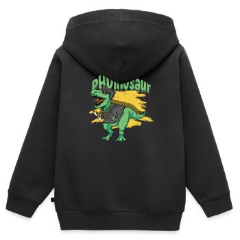 Doktorand PhD -Dinosaurier Philosophie PhD - Kinder Premium Organic Zip Hoodie - Schwarz - Hinten - AI Model Kid Male (0cm)