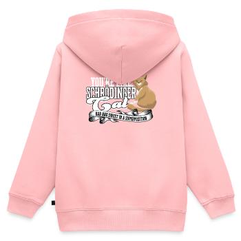 Superposition du chat de Schrödinger Physique quantique - Sweat Premium à capuche zippé enfant bio - rose - Dos - AI Model Kid Female (0cm)