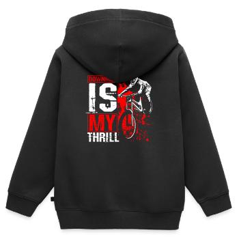 DOWNHILL IS MY THRILL - Mountainbike Motiv Outdoor - Kinder Premium Organic Zip Hoodie - Schwarz - Hinten - AI Model Kid Male (0cm)