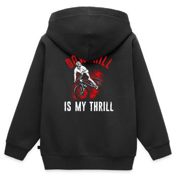 DOWNHILL IS MY THRILL - Fahrrad Motorsport Adrena - Kinder Premium Organic Zip Hoodie - Schwarz - Hinten - AI Model Kid Male (0cm)