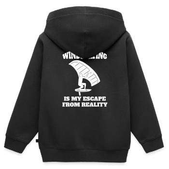 Windsurfer Surf Gift Windsurfer Kitesurfer - Sweat Premium à capuche zippé enfant bio - noir - Dos - AI Model Kid Male (0cm)