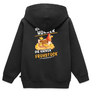 ich liebe Hühner, die kacken Frühstück - Kinder Premium Organic Zip Hoodie - Schwarz - Hinten - AI Model Kid Male (0cm)