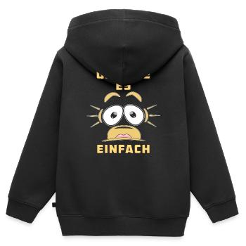 GENIEßE ES EINFACH - Kinder Premium Organic Zip Hoodie - Schwarz - Hinten - AI Model Kid Male (0cm)
