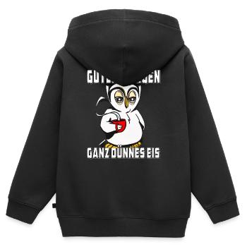 EULE GANZ DÜNNES EIS - Kinder Premium Organic Zip Hoodie - Schwarz - Hinten - AI Model Kid Male (0cm)