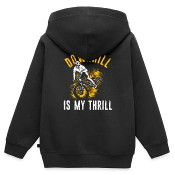 DOWNHILL IS MY THRILL - Hobbybiker Mountainbike Ou - Kinder Premium Organic Zip Hoodie - Schwarz - Hinten - AI Model Kid Male (0cm)