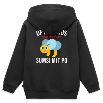 Optimismus heißt umgekehrt Sumsi mit Po - Kinder Premium Organic Zip Hoodie - Schwarz - Hinten - AI Model Kid Male (0cm)