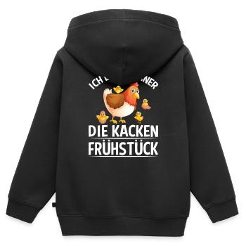 Ich Liebe Hühner, die kacken Frühstück - Kinder Premium Organic Zip Hoodie - Schwarz - Hinten - AI Model Kid Male (0cm)