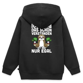 Ich Hab Das Schon Verstanden Ist Mir Nur Egal - Kinder Premium Organic Zip Hoodie - Schwarz - Hinten - AI Model Kid Male (0cm)