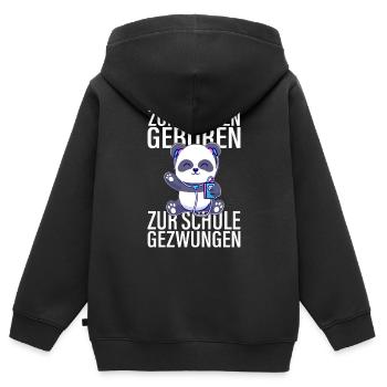 Zum Zocken Geboren Zur Schule Gezwungen - Kinder Premium Organic Zip Hoodie - Schwarz - Hinten - AI Model Kid Male (0cm)