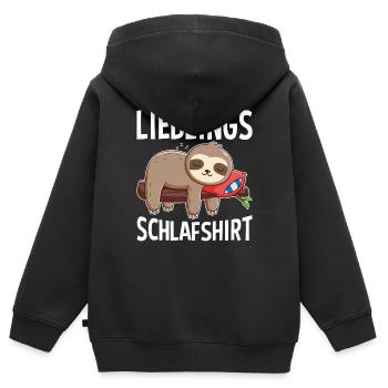 Lieblings Schlafshirt - Kinder Premium Organic Zip Hoodie - Schwarz - Hinten - AI Model Kid Male (0cm)