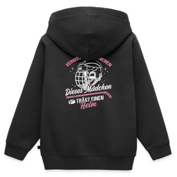 Eishockey Mädchen Vergiss das Krönchen - Kinder Premium Organic Zip Hoodie - Schwarz - Hinten - AI Model Kid Male (0cm)