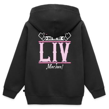 Liv Geschenkidee Geschenk Geburtstag - Kinder Premium Organic Zip Hoodie - Schwarz - Hinten - AI Model Kid Male (0cm)