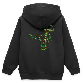 Dinos Velociraptor Dinosaurier - Kinder Premium Organic Zip Hoodie - Schwarz - Hinten - AI Model Kid Male (0cm)