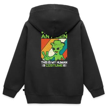 I´m really an Alien. This is my human Costume - Kinder Premium Organic Zip Hoodie - Schwarz - Hinten - AI Model Kid Male (0cm)