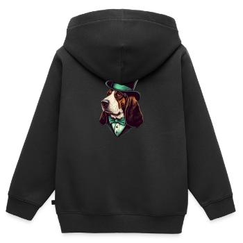Dog Basset Hound Dog motif - Kids Premium Organic Zip-up Hoodie - black - Back - AI Model Kid Male (0cm)