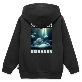 Sonnenbaden? Ich geh lieber Eisbaden - Kinder Premium Organic Zip Hoodie - Schwarz - Hinten - AI Model Kid Male (0cm)