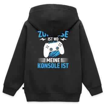 Zuhause Ist Wo Meine Konsole Ist - Kinder Premium Organic Zip Hoodie - Schwarz - Hinten - AI Model Kid Male (0cm)