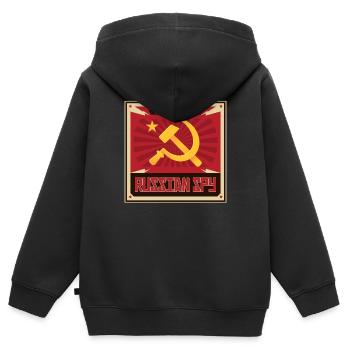 Drôle d’espion russe URSS Union soviétique Russie Marteau - Sweat Premium à capuche zippé enfant bio - noir - Dos - AI Model Kid Male (0cm)