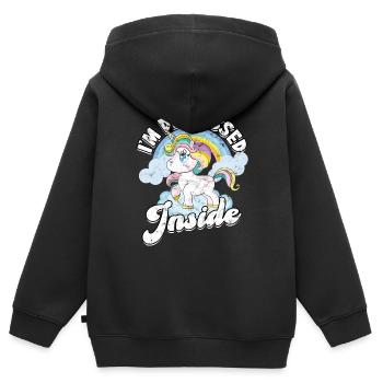 dépression dépressive triste idée cadeau malheureux - Sweat Premium à capuche zippé enfant bio - noir - Dos - AI Model Kid Male (0cm)