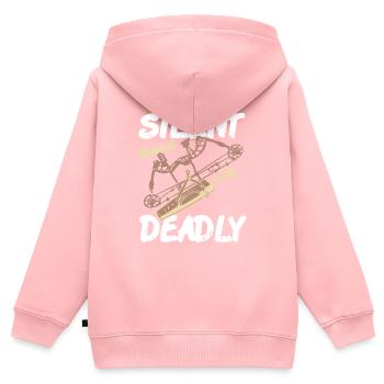 Conceptions de chasse à l’arc rétro silencieuses mais mortelles - Sweat Premium à capuche zippé enfant bio - rose - Dos - AI Model Kid Female (0cm)