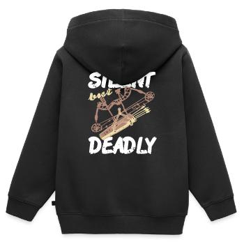 Conceptions de chasse à l’arc rétro silencieuses mais mortelles - Sweat Premium à capuche zippé enfant bio - noir - Dos - AI Model Kid Male (0cm)