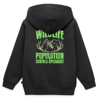 Archer spécialiste du contrôle des populations fauniques - Sweat Premium à capuche zippé enfant bio - noir - Dos - AI Model Kid Male (0cm)