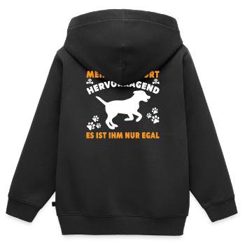 Mein Hund hört Hervorragend es ist Ihm nur egal - Kinder Premium Organic Zip Hoodie - Schwarz - Hinten - AI Model Kid Male (0cm)