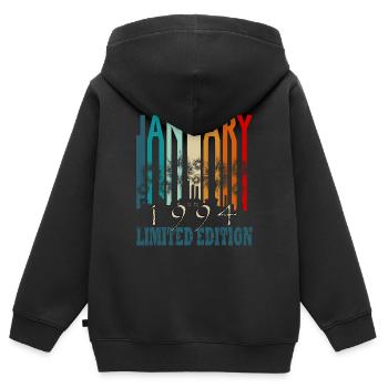 Vintage Geschenkidee geboren Januar 1994 - Kinder Premium Organic Zip Hoodie - Schwarz - Hinten - AI Model Kid Male (0cm)