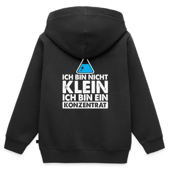 Ich bin nicht klein, ich bin ein Konzentrat - Kinder Premium Organic Zip Hoodie - Schwarz - Hinten - AI Model Kid Male (0cm)