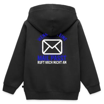 WENN ES IN EINE MAIL PASST , ruft mich nicht an - - Kinder Premium Organic Zip Hoodie - Schwarz - Hinten - AI Model Kid Male (0cm)