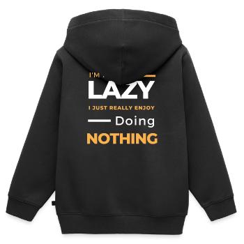 Je ne suis pas paresseux, j’aime vraiment ne rien faire - Sweat Premium à capuche zippé enfant bio - noir - Dos - AI Model Kid Male (0cm)