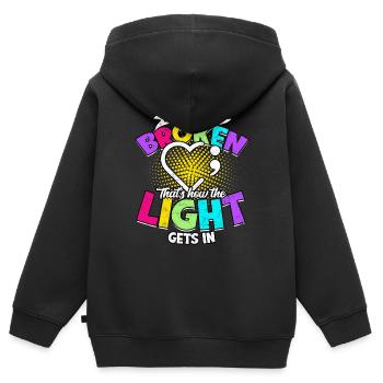 depression depressiv traurig geschenkidee unglückl - Kinder Premium Organic Zip Hoodie - Schwarz - Hinten - AI Model Kid Male (0cm)