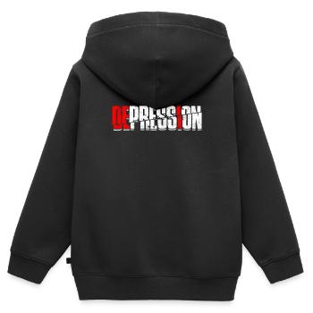 depression depressive sad gift idea unfortunate - Kids Premium Organic Zip-up Hoodie - black - Back - AI Model Kid Male (0cm)
