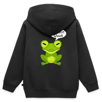 Frosch Frösche - Kinder Premium Organic Zip Hoodie - Schwarz - Hinten - AI Model Kid Male (0cm)