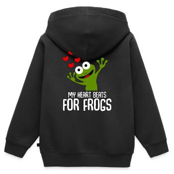 Frösche Frosch - Kinder Premium Organic Zip Hoodie - Schwarz - Hinten - AI Model Kid Male (0cm)