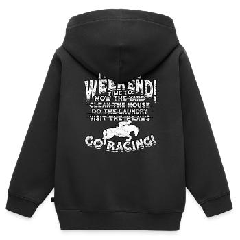 pferderennen pferd reiten pferde reiter geschenk g - Kinder Premium Organic Zip Hoodie - Schwarz - Hinten - AI Model Kid Male (0cm)