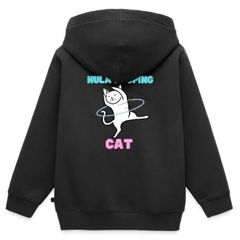 Hula Hooping Cat - Funny Dance Kitty - Kids Premium Organic Zip-up Hoodie - black - Back - AI Model Kid Male (0cm)