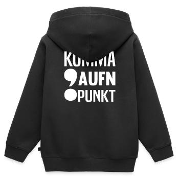 Komma aufn Punkt - Kinder Premium Organic Zip Hoodie - Schwarz - Hinten - AI Model Kid Male (0cm)