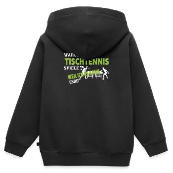 Tischtennis Zubehör Pingpong Motiv - Kinder Premium Organic Zip Hoodie - Schwarz - Hinten - AI Model Kid Male (0cm)