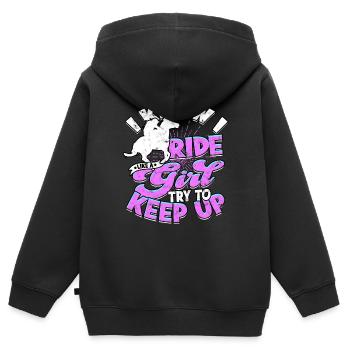 pferderennen pferd reiten pferde reiter geschenk g - Kinder Premium Organic Zip Hoodie - Schwarz - Hinten - AI Model Kid Male (0cm)