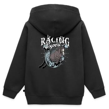 pferderennen pferd reiten pferde reiter geschenk g - Kinder Premium Organic Zip Hoodie - Schwarz - Hinten - AI Model Kid Male (0cm)