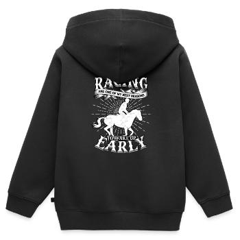 pferderennen pferd reiten pferde reiter geschenk g - Kinder Premium Organic Zip Hoodie - Schwarz - Hinten - AI Model Kid Male (0cm)