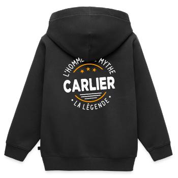 Carlier The Man The Myth The Legend - Kids Premium Organic Zip-up Hoodie - black - Back - AI Model Kid Male (0cm)