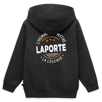 Laporte The Man The Myth The Legend - Kids Premium Organic Zip-up Hoodie - black - Back - AI Model Kid Male (0cm)