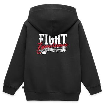 États-Unis Amérique Immigrants Citoyens américains FL américain - Sweat Premium à capuche zippé enfant bio - noir - Dos - AI Model Kid Male (0cm)