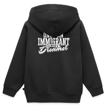 États-Unis Amérique Immigrants Citoyens américains FL américain - Sweat Premium à capuche zippé enfant bio - noir - Dos - AI Model Kid Male (0cm)